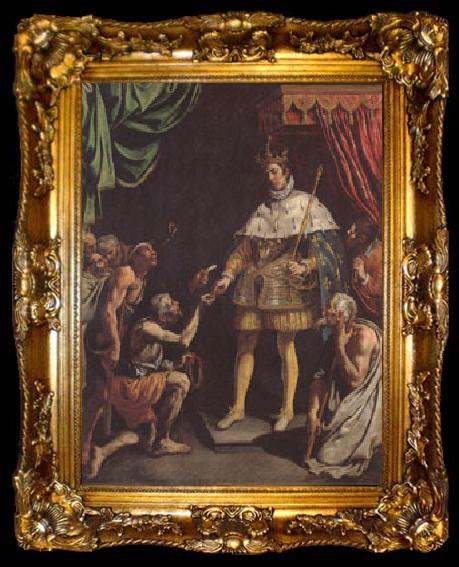 framed  Luis Tristan Louis King of France Distributing Alms (mk05), ta009-2